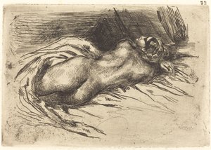 Studie van een Vrouw, Gezien van Achteren (detail) door Eugène Delacroix