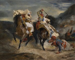 Het gevecht van de Giaour en Hassan, 1826 door Eugène Delacroix