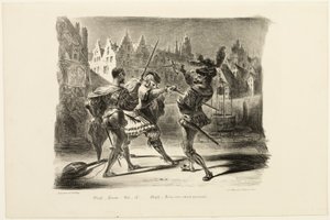 Het duel tussen Faust en Valentin, uit Faust door Eugène Delacroix