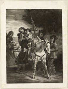 De gewonde Goetz verzorgd door de Bohemiens door Eugène Delacroix