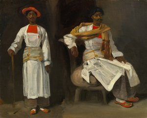 Twee studies van een Indiër uit Calcutta, zittend en staand, ca. 1823-1824 door Eugène Delacroix