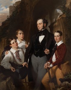Portret van Laurence Davidson en zijn drie zonen door Eugene Deveria