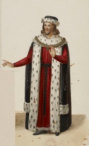 Kostuum van Enguerrand de Marigny (La Tour de Nesle, 1832) (bijgesneden) door Eugène Du Faget