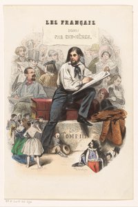 Schetsende kunstenaar Titelpagina voor: Les Français peints par eux-mêmes, 1841 door Eugène Guillaumot