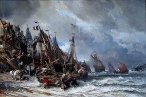 Terugkeer van de vissers door Eugene Isabey