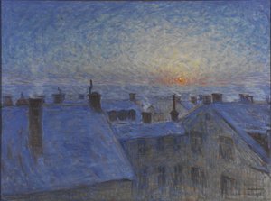 Zonsopgang boven de Daken van Stockholm door Eugène Jansson