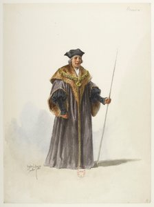 Btv1b84558104 09 - Saint-Saëns - Henry VIII - Maquettes de costumes - Lacoste - 9e Huissier door Eugene Lacoste
