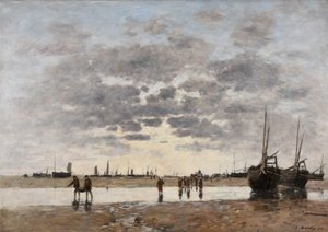 Berck: de terugkeer van de boten door Eugene Louis Boudin