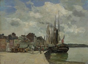 Duits: Honfleur. Haven van Honfleur: De haven door Eugene Louis Boudin
