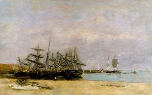 Portrieux - Gestrande schepen door Eugene Louis Boudin