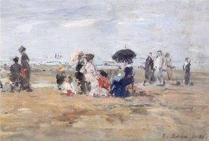 Trouville, Strandgezicht door Eugene Louis Boudin