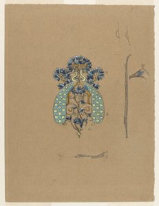 Ontwerp voor een Riemgesp met Pauwmotief door Eugene Grasset