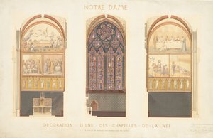 Plan voor de renovatie van een kapel in het schip van de kathedraal van Notre Dame, Parijs, 1843 door Eugène Viollet le Duc