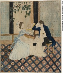 Familiegroep bij de piano