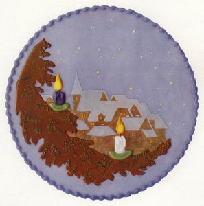 Kersttaart met nachtscène door European Photographer