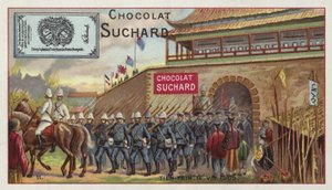Geallieerde troepen marcheren uit Tianjin, China, Bokseropstand, 1900