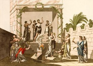 Oude Romeinen die de Riten van Isis uitvoeren, Pompeii door European School