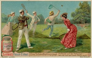 Vlinders vangen en tennis op het gras