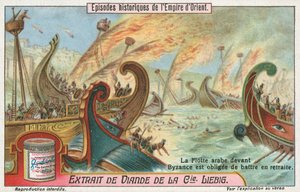 Byzantium op de terugtocht van de Arabieren, Liebig-kaart, begin 20e eeuw (chromo) door European School