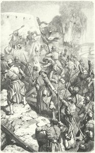 Verovering van de Malakoff Redoute tijdens het Beleg van Sebastopol, 8 september 1855 (gravure) door European School