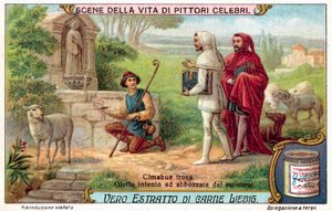 Cimabue vond Giotto aandachtig schapen schetsen door European School