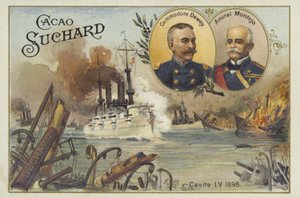Commodore George Dewey en Admiraal Patricio Montojo, Slag bij Manillabaai, Spaans-Amerikaanse Oorlog, 1 mei 1898