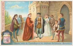 Dante, Liebig-kaart, begin 20e eeuw (chromo) door European School