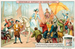 Elizabeth I van Engeland tussen de matrozen van haar marine door European School