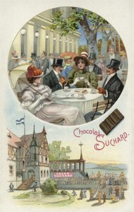 Genieten van Suchard chocolade buiten