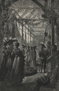 Feest in een kas, naar een gravure uit de 15e eeuw (gravure) door European School
