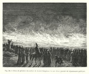 Oliebranden op het oppervlak van de Kaspische Zee op de avond van een openbare feestdag door European School