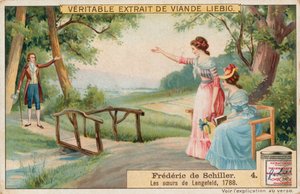 Friedrich Schiller, Liebig-kaart, begin 20e eeuw (chromo)