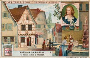 Friedrich Schiller, Liebig-kaart, begin 20e eeuw (chromo) door European School