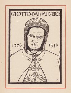 Giotto, Italiaanse middeleeuwse kunstenaar (litho) door European School