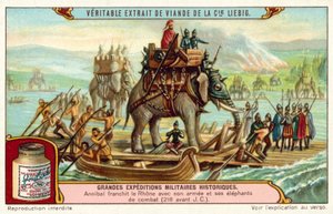 Hannibal steekt de Rhône over met zijn leger en olifanten, 218 v.Chr. door European School