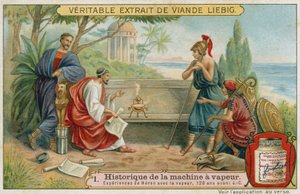 Hero van Alexandrië experimenteert met stoom, 120 v.Chr.
