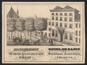 Hotelhandelskaart (gravure) door European School