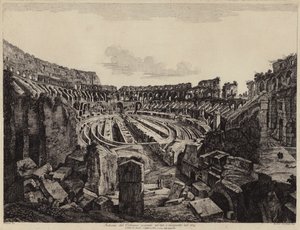 Interieur van het Colosseum in Rome, opgegraven in 1813 en geopend in 1814 door European School