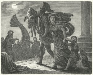 Jason ontsnapt uit Colchis met Medea en het Gulden Vlies op de Argo