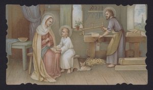 Jezus Christus als jongen met zijn moeder, Maria, in de werkplaats van Jozef door European School