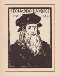 Leonardo da Vinci, Italiaanse polymaat uit de Renaissance (litho) door European School