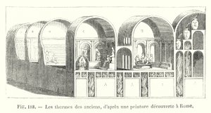 De thermen van de oudheid, naar een schilderij ontdekt in Rome door European School