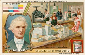 Het maken van een Liebig Chromolithografie