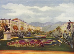 Menton, Le Jardin Public (kleurenlitho) door European School