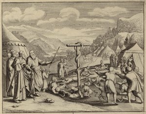 Mozes en de koperen slang (gravure)