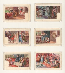 Origineel kunstwerk voor een set Liebig-kaarten: Wagner, Die Meistersinger