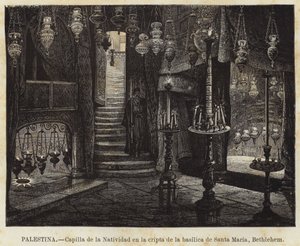 Palestina, Geboortekapel in de crypte van de basiliek van Santa Maria, Bethlehem