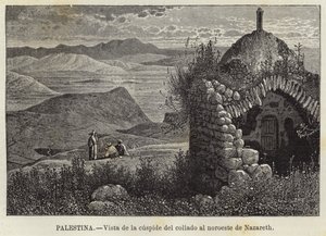 Palestina, Uitzicht vanaf de top van de heuvel ten noordwesten van Nazareth door European School