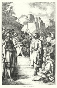 Paulus in Athene (gravure) door European School