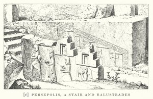 Persepolis, een trap en balustrades (litho) door European School